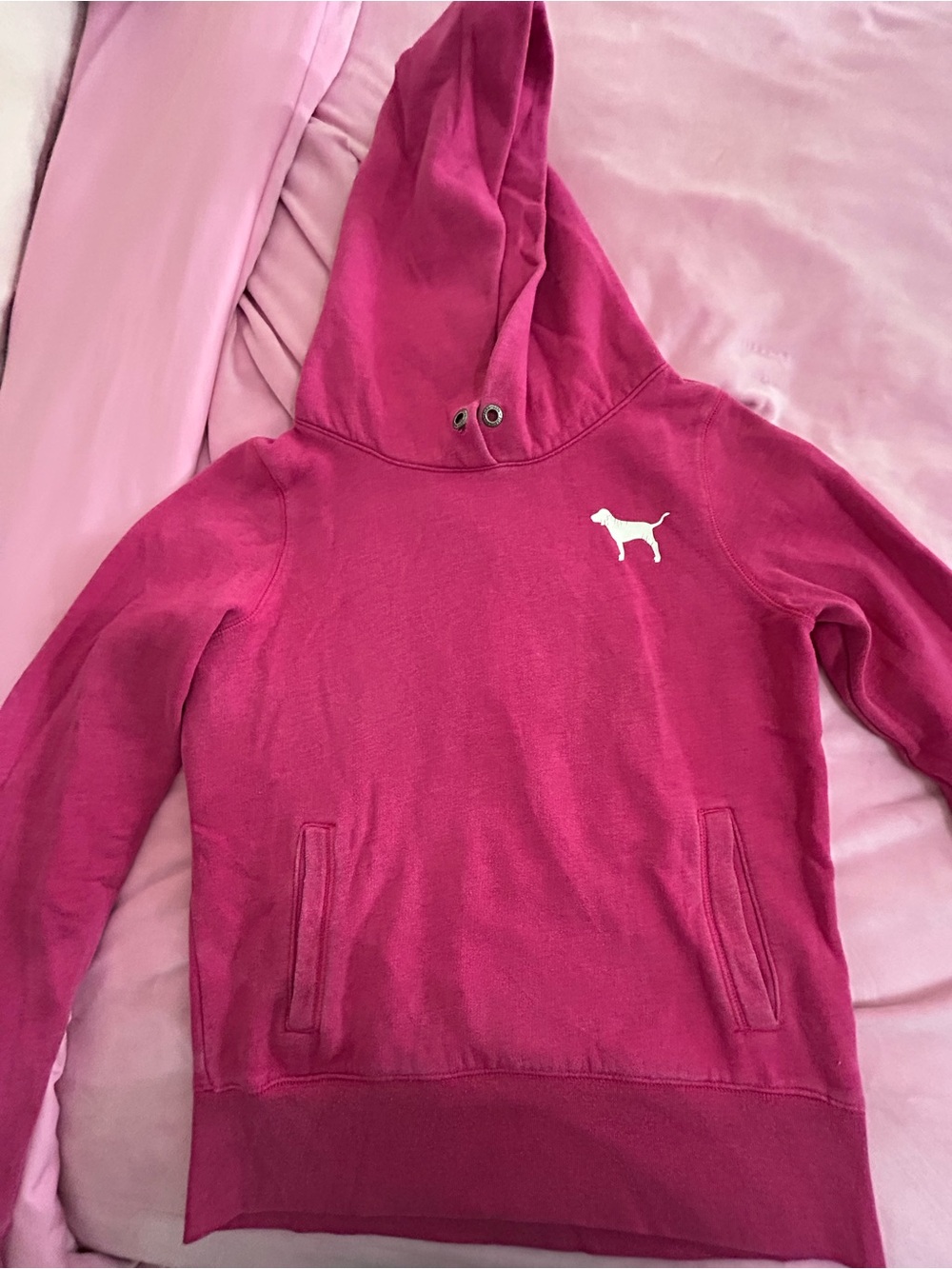 Victoria's Secret PINK Hot Pink Hoodie with Small Dog Logo